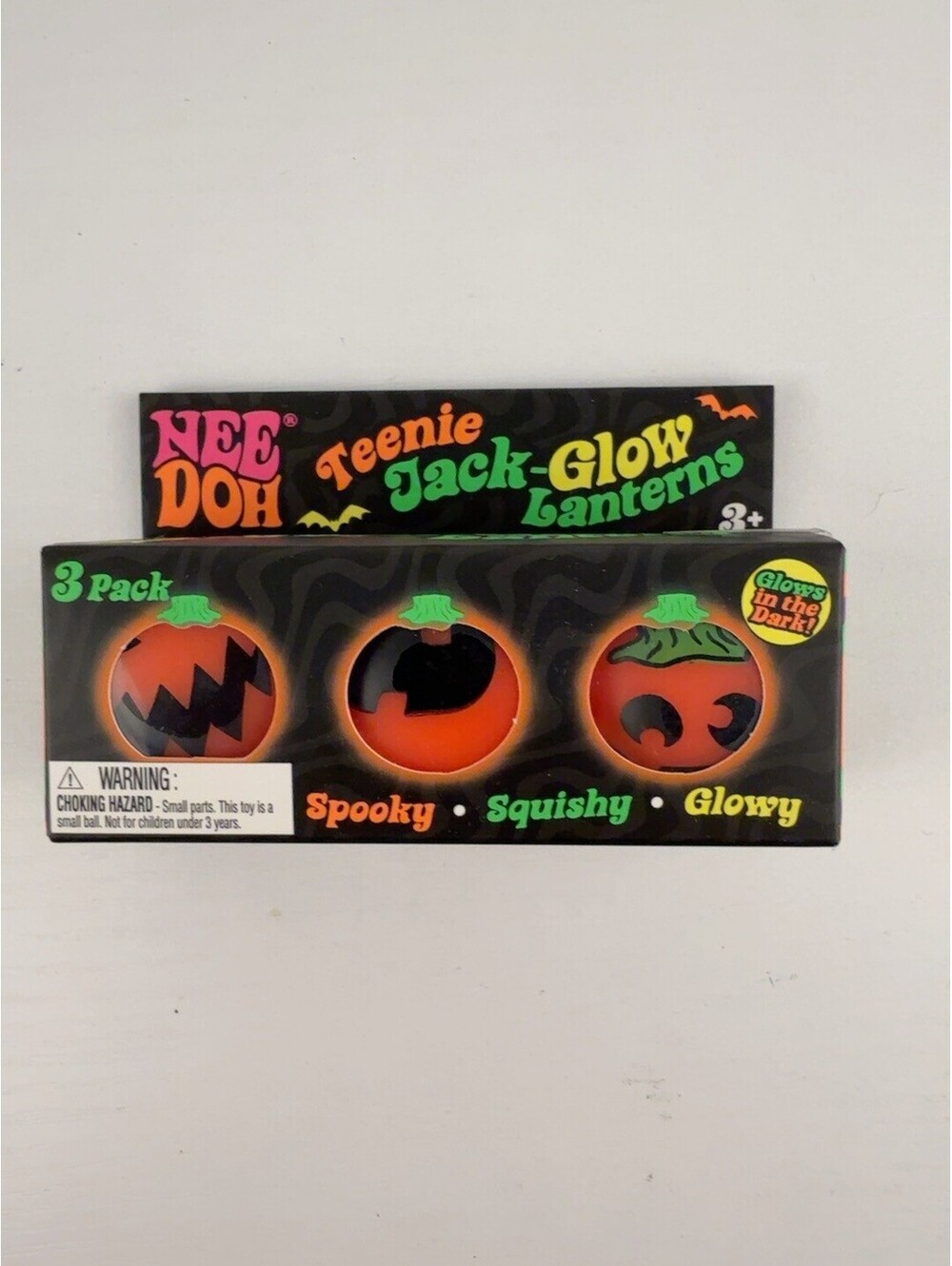 Schylling NeeDoh Teenie Jack-Glow Lanterns 3 Pack Halloween Glow Squishy